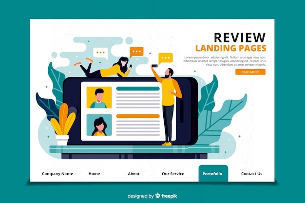 Free vector reviews concept for landing page