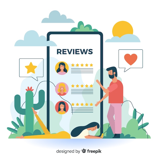 Reviews concept for landing page