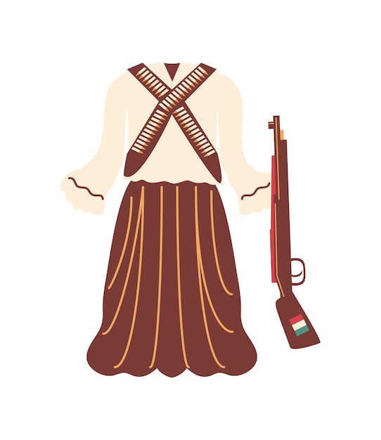 Free vector revolucion mexicana clothing and weapon illustration