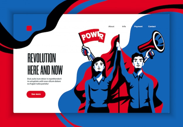 Revolution here now slogan website banner  vintage style design with power in unity concept symbol