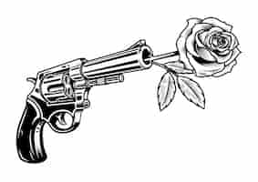 Free vector revolver with rose