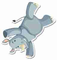 Free vector rhinoceros dancing cartoon character sticker