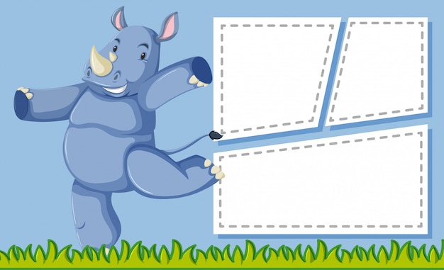 Free vector a rhinoceros on note template