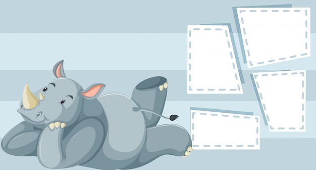 A rhinoceros on note template