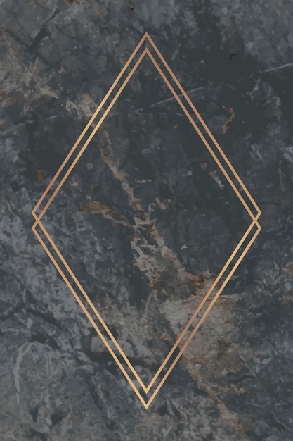 Rhombus gold frame on gray marble background vector