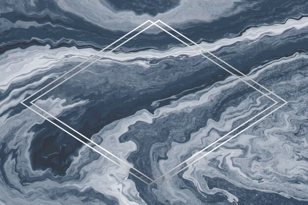 Free Vector rhombus silver frame on blue marble background