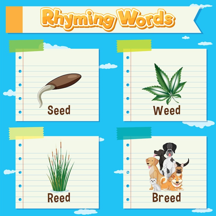 Free Vector rhyming words educational chart