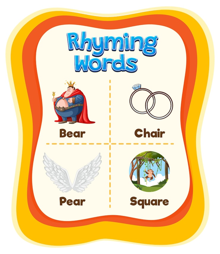 Free Vector rhyming words educational chart