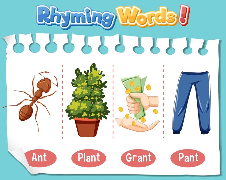Free Vector rhyming words educational illustration