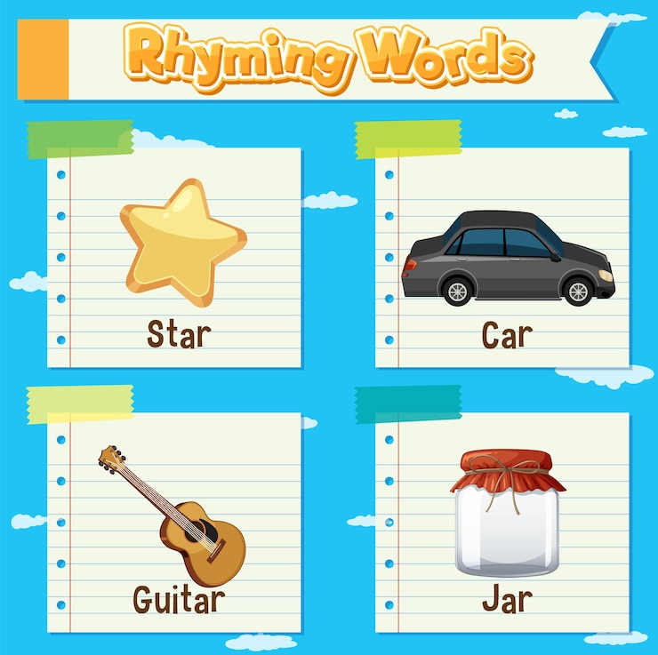 Free Vector rhyming words educational illustration
