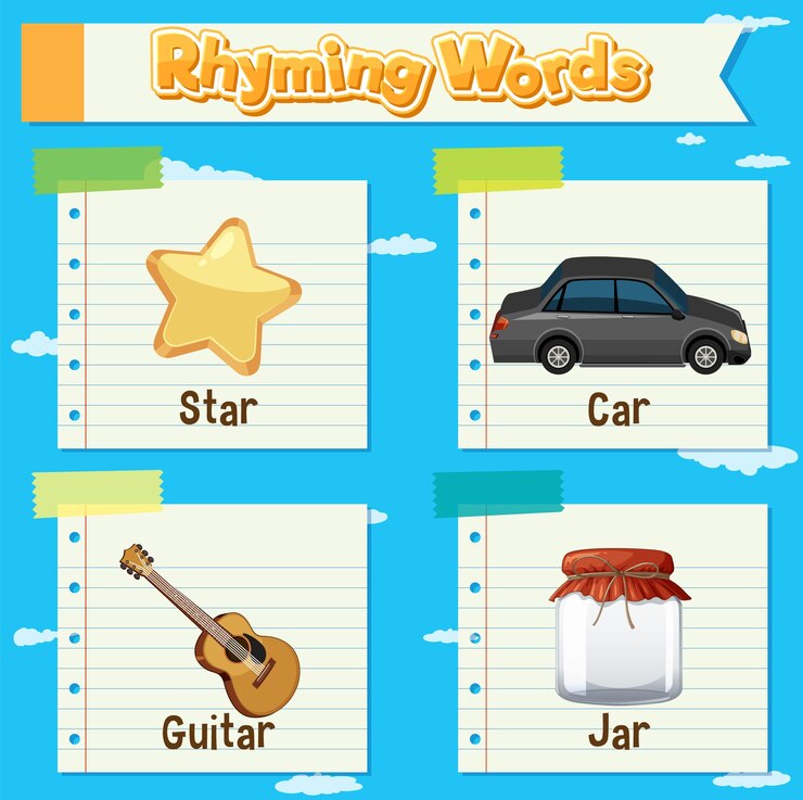 Free Vector rhyming words educational illustration