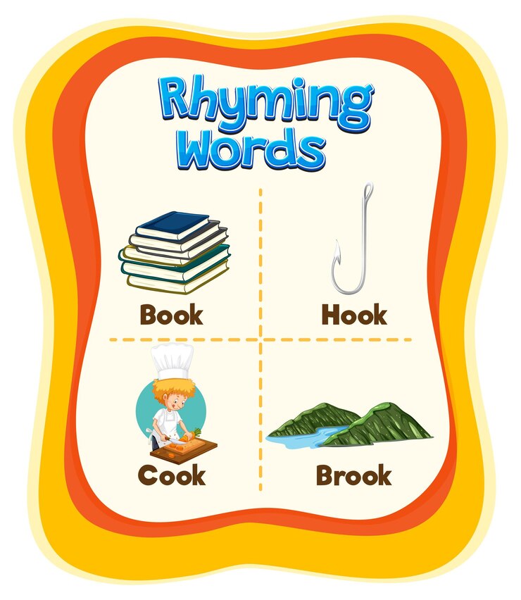Free Vector rhyming words educational poster