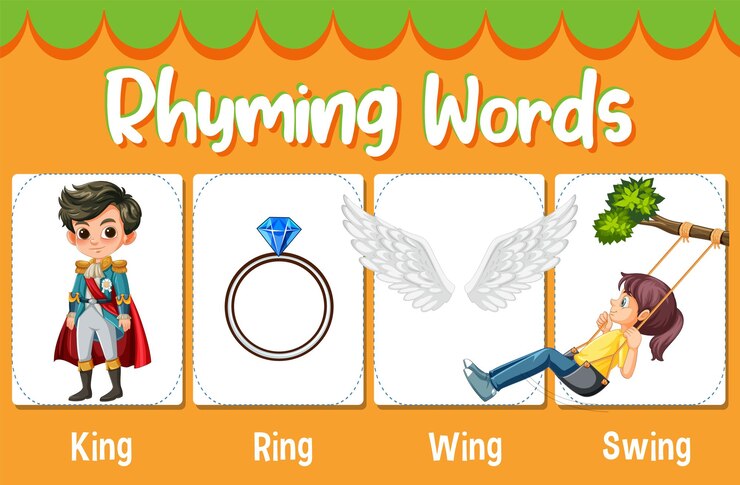 मुफ़्त वेक्टर rhyming words illustration for kids