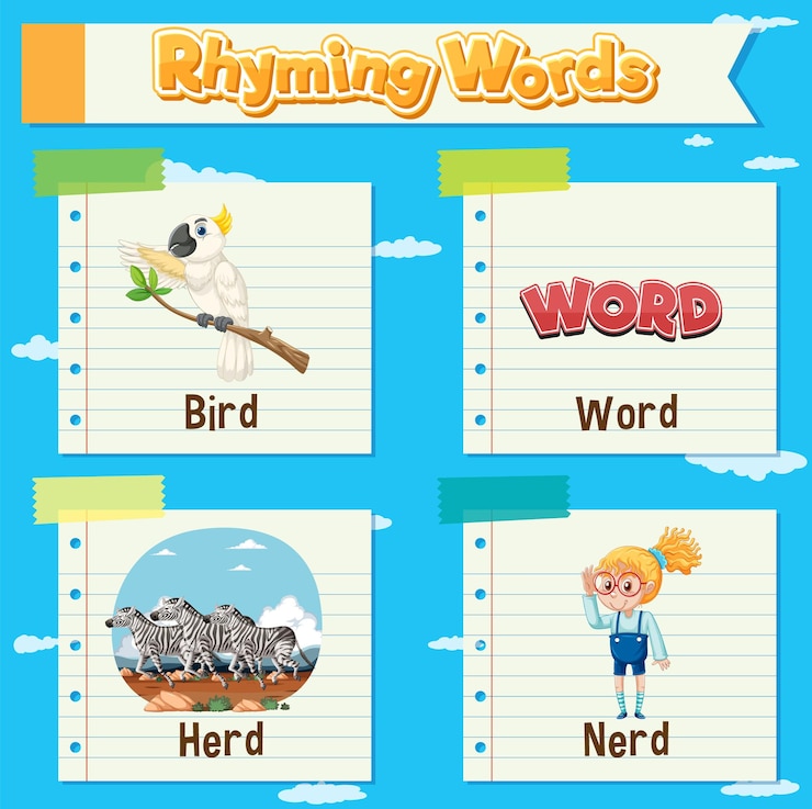 Free Vector rhyming words illustration for kids