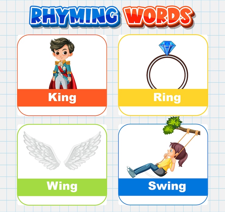 मुफ़्त वेक्टर rhyming words illustration for kids