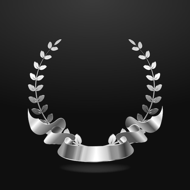 Бесплатное векторное изображение Лента и красивые серебряные венки