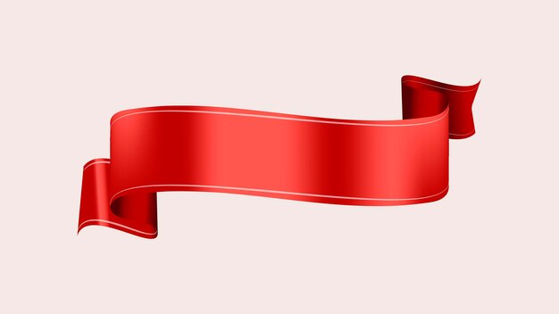 Ribbon banner vector image, red label graphic element