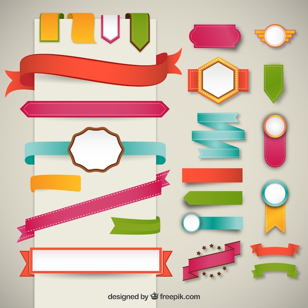 Free vector ribbon banners in colorful style