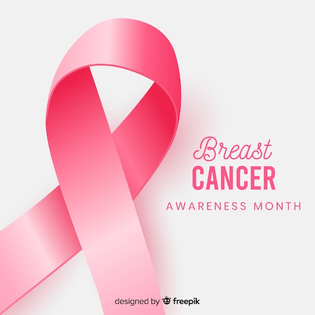 Free vector ribbon breast cancer awareness realistic