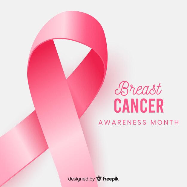 Ribbon breast cancer awareness realistic