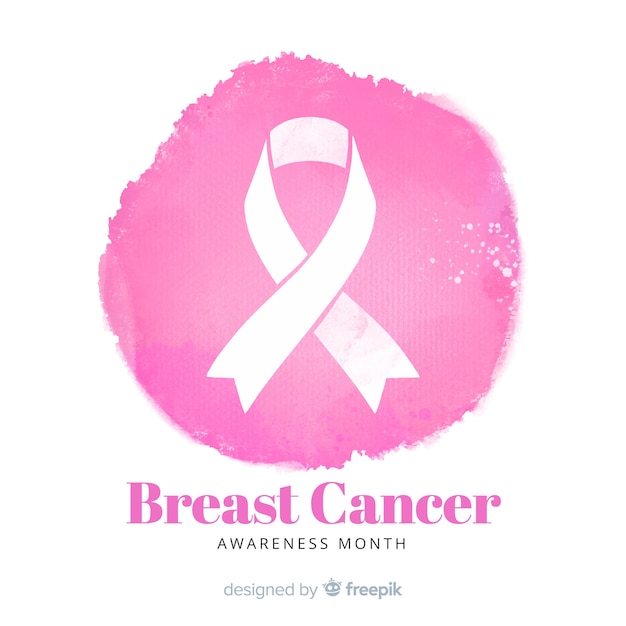 Free vector ribbon breast cancer awareness watercolor