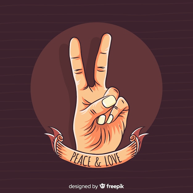 Free vector ribbon hand peace sign background