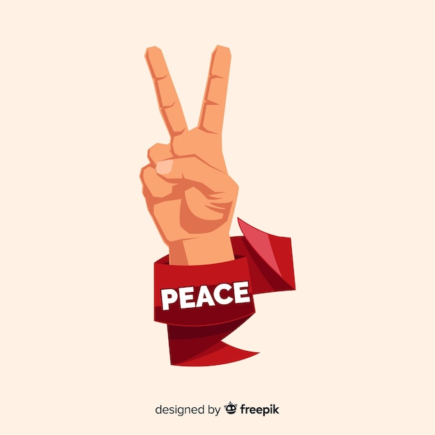 Ribbon hand peace sign background