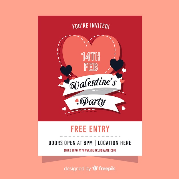 Free vector ribbon valentine poster template