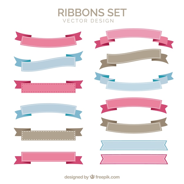Free vector ribbons set in three colors