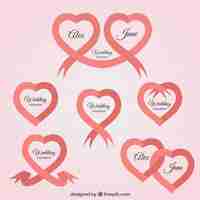 Free vector ribbons with heart forms