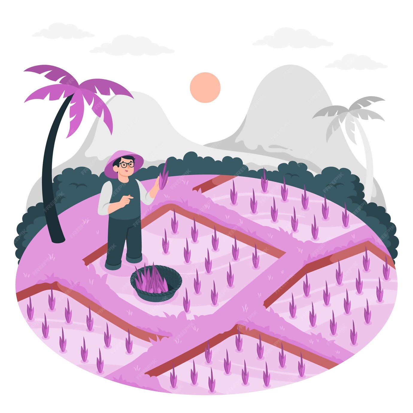 Rice field concept illustration Biology Diagrams