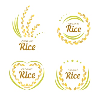 Rice logo collection Premium Vector