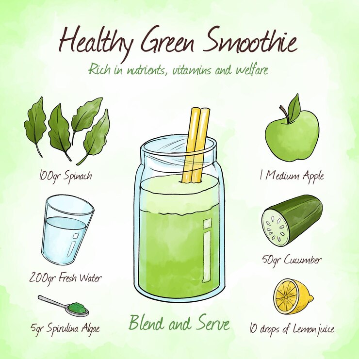 Free Vector rich in nutrients green smoothie recipe