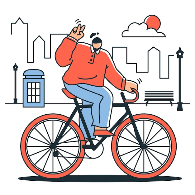 Free vector ride a bicycle concept illustration