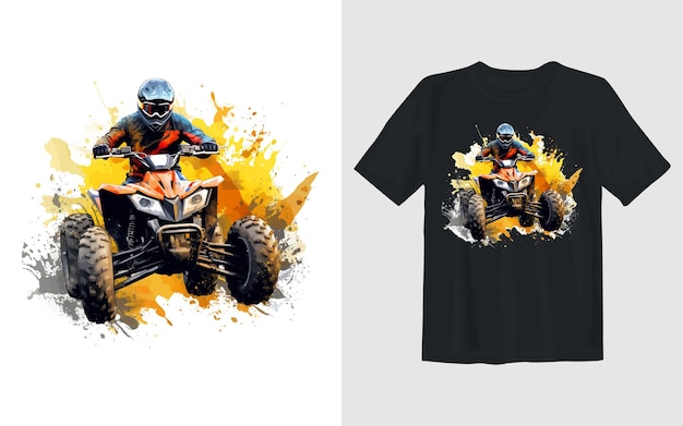 Riding extreme Atv cartoon vector illustration Riding extreme Atv t shirt design