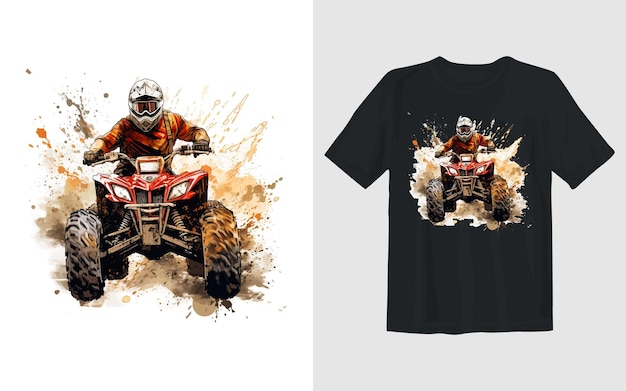 Free vector riding extreme atv cartoon vector illustration riding extreme atv t shirt design