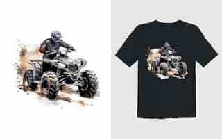 Free vector riding extreme atv cartoon vector illustration riding extreme atv t shirt design