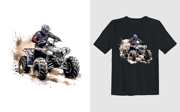 Riding extreme Atv cartoon vector illustration Riding extreme Atv t shirt design