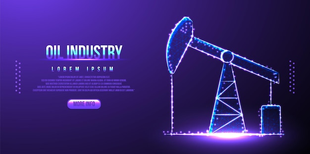 Rig oil industry low poly wireframe, polygonal design