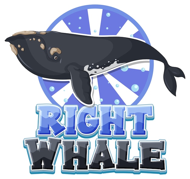 Free vector right whale logo with carton character