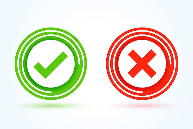 Free vector right and wrong check mark sign button design