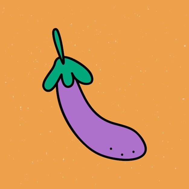 Free vector ripe eggplant illustrated on an orange background vector