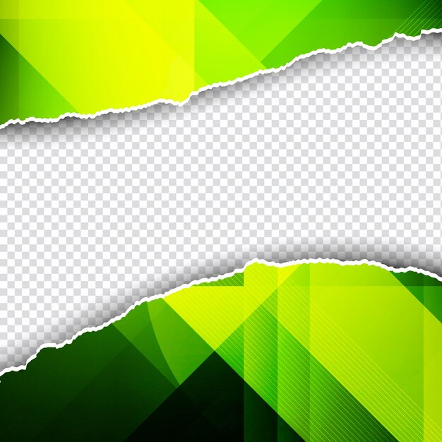 Зеленый многоугольный фон с разорванной бумагой