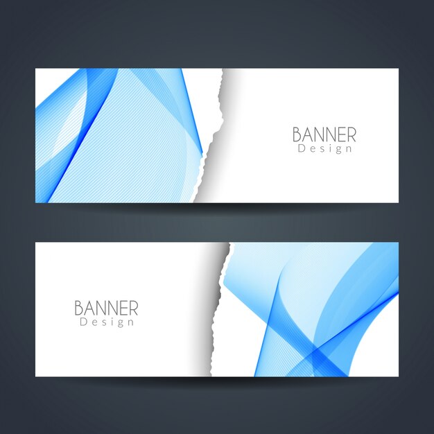 Ripped paper style wavy banners