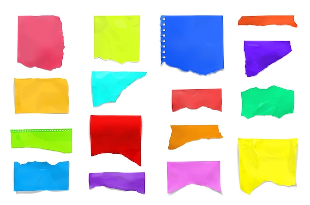Free vector ripped torn colorful paper set for scrapbook