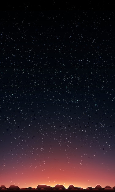 Free Vector | Rising sun behind mountains and starry sky