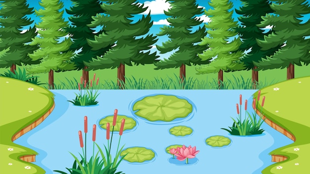 Free vector river nature landscape scene