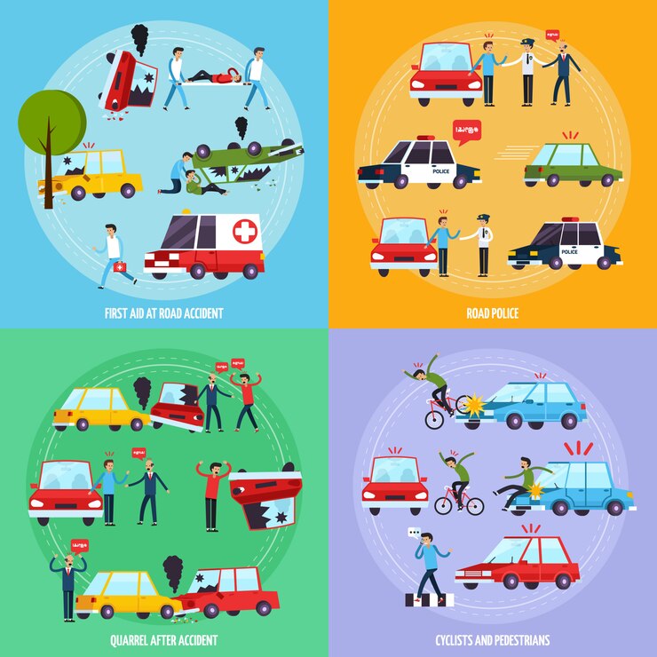 Free Vector road accident concept icons set 