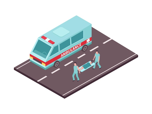 Vettore gratuito composizione nell'evacuazione dell'ambulanza stradale