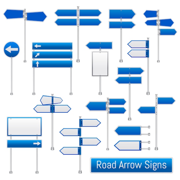 Free vector road arrow signs realistic set